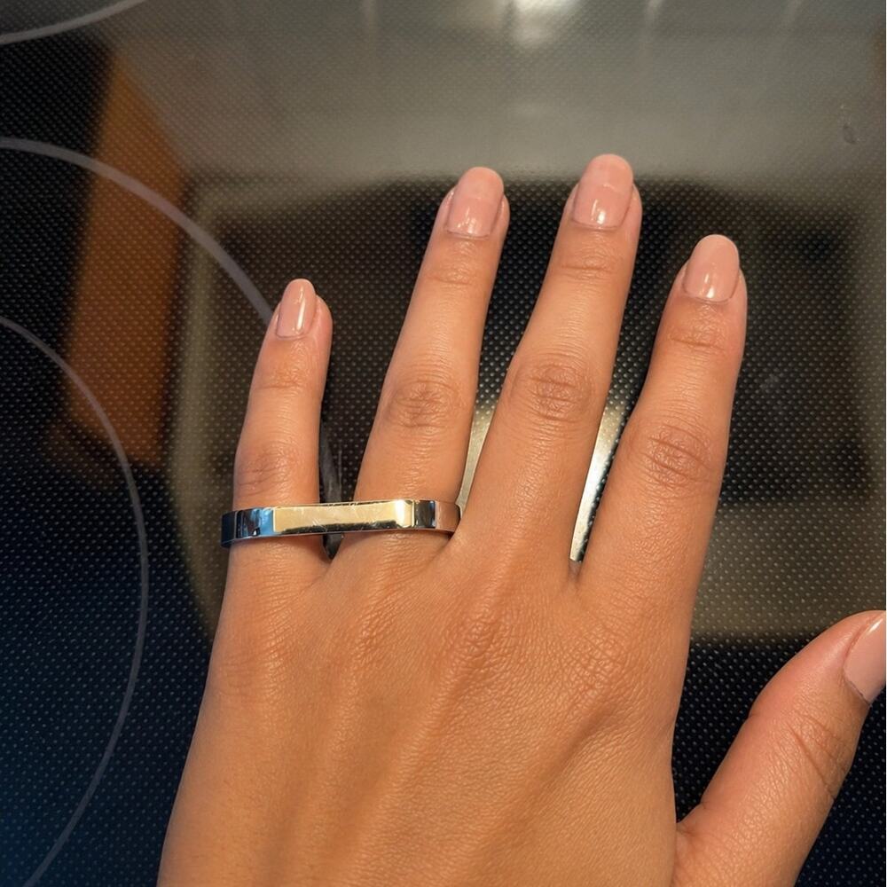 Vitaly Double Finger Ring Silver Tone Statement